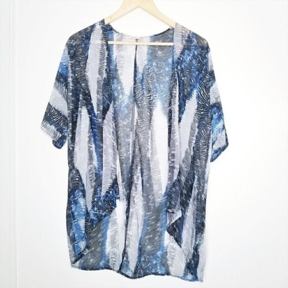 Lularoe Blue Black Sheer Open Cardigan - Picture 1 of 4